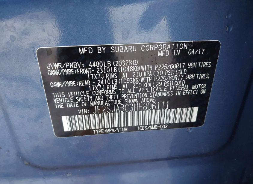 Photo 9 of 2017 Subaru Forester 2.5I (VIN JF2SJABC3HH806111)