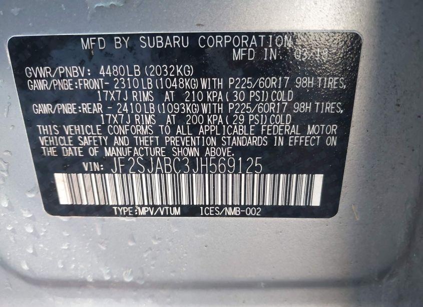 Photo 9 of 2018 Subaru Forester 2.5I (VIN JF2SJABC3JH569125)