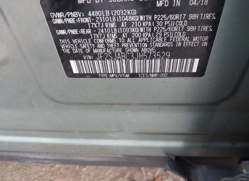 Photo 9 of 2018 Subaru Forester 2.5I (VIN JF2SJABC3JH573529)