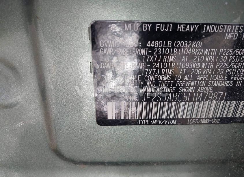 Photo 9 of 2015 Subaru Forester 2.5I (VIN JF2SJABC5FH479871)