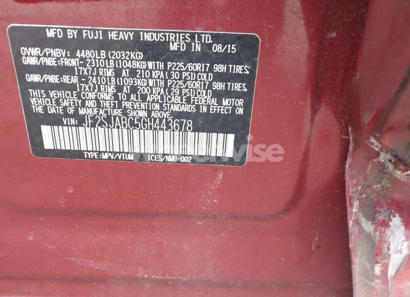 Photo 9 of 2016 Subaru Forester 2.5I (VIN JF2SJABC5GH443678)