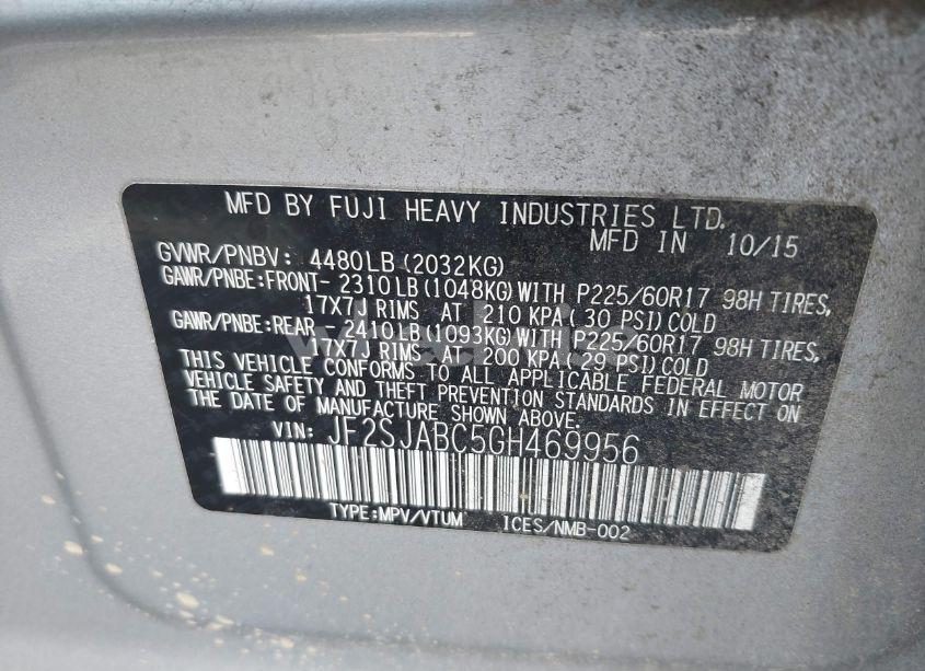 Photo 9 of 2016 Subaru Forester 2.5I (VIN JF2SJABC5GH469956)