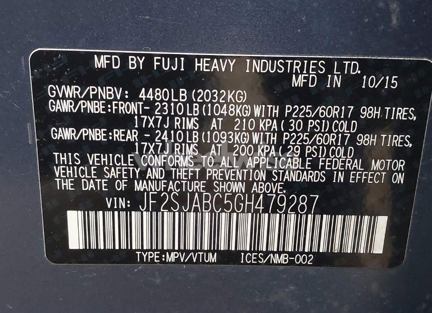 Photo 9 of 2016 Subaru Forester 2.5I (VIN JF2SJABC5GH479287)