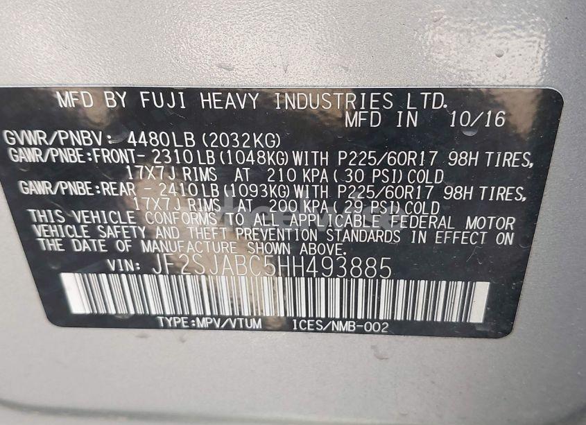 Photo 9 of 2017 Subaru Forester 2.5I (VIN JF2SJABC5HH493885)