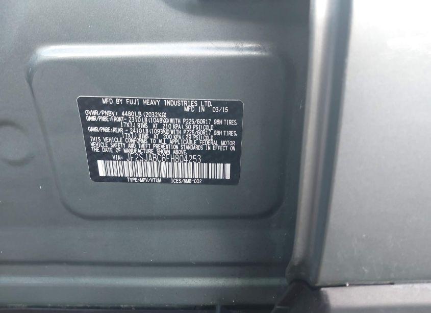 Photo 9 of 2015 Subaru Forester 2.5I (VIN JF2SJABC6FH804253)