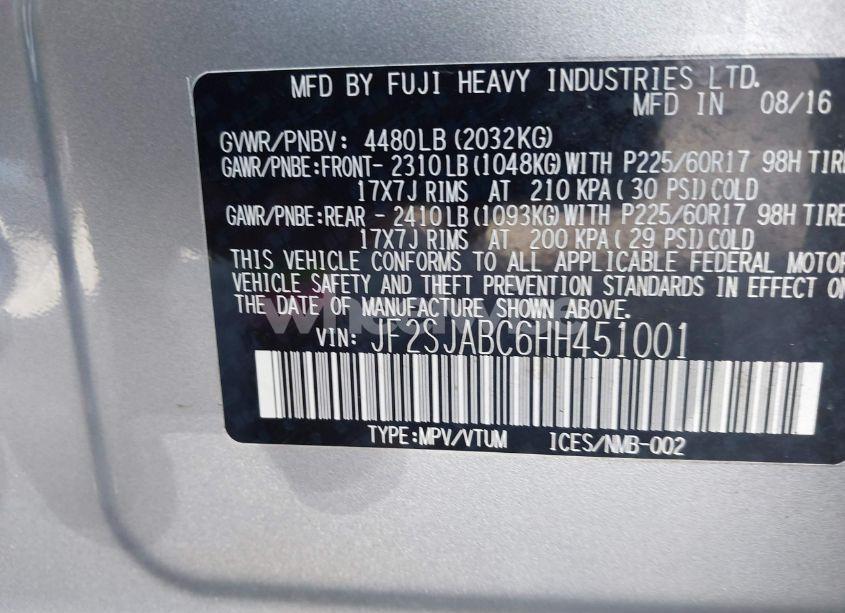 Photo 9 of 2017 Subaru Forester 2.5I (VIN JF2SJABC6HH451001)