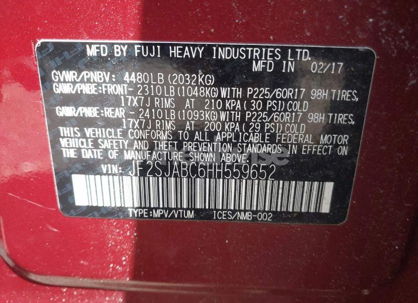 Photo 9 of 2017 Subaru Forester 2.5I (VIN JF2SJABC6HH559652)