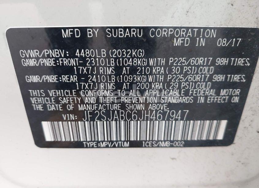 Photo 9 of 2018 Subaru Forester 2.5I (VIN JF2SJABC6JH467947)