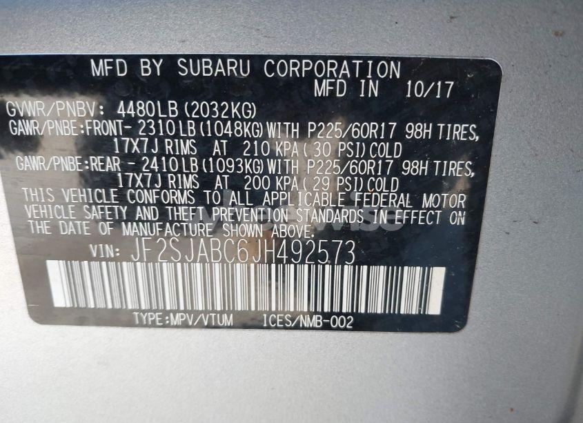 Photo 9 of 2018 Subaru Forester 2.5I (VIN JF2SJABC6JH492573)