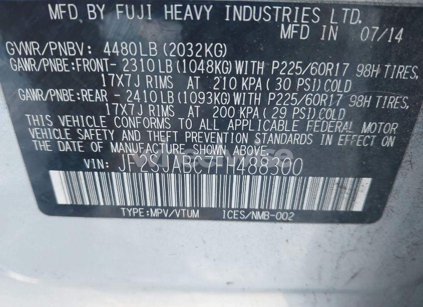 Photo 9 of 2015 Subaru Forester 2.5I (VIN JF2SJABC7FH488300)