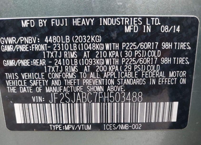 Photo 9 of 2015 Subaru Forester 2.5I (VIN JF2SJABC7FH503488)