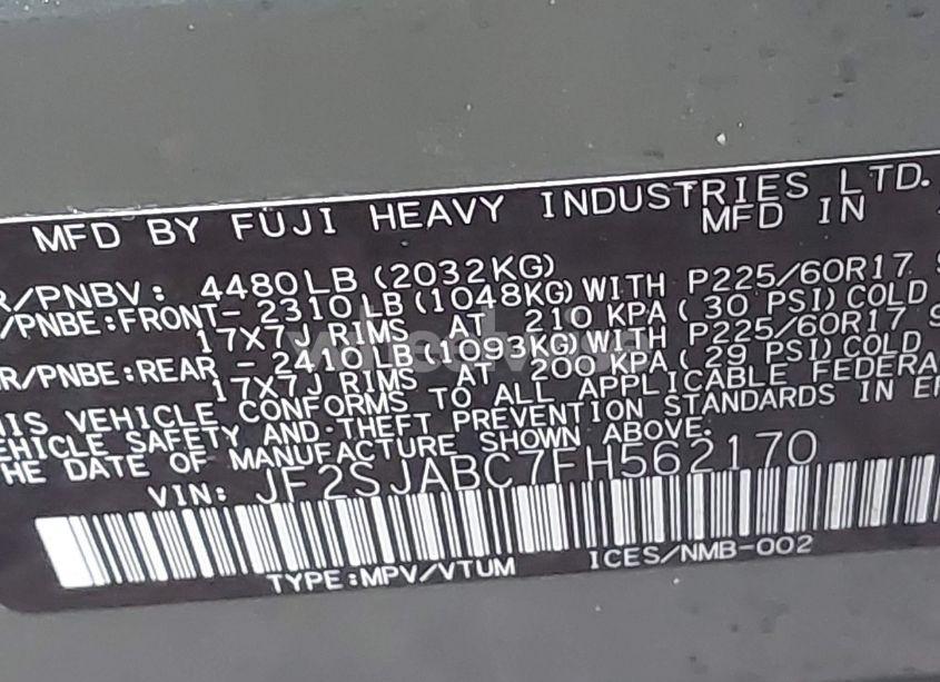 Photo 9 of 2015 Subaru Forester 2.5I (VIN JF2SJABC7FH562170)