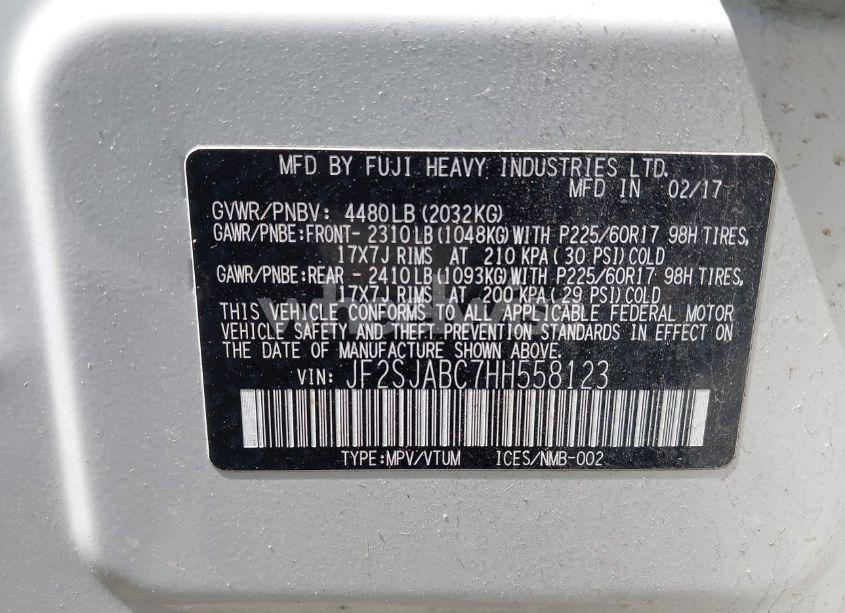 Photo 9 of 2017 Subaru Forester 2.5I (VIN JF2SJABC7HH558123)