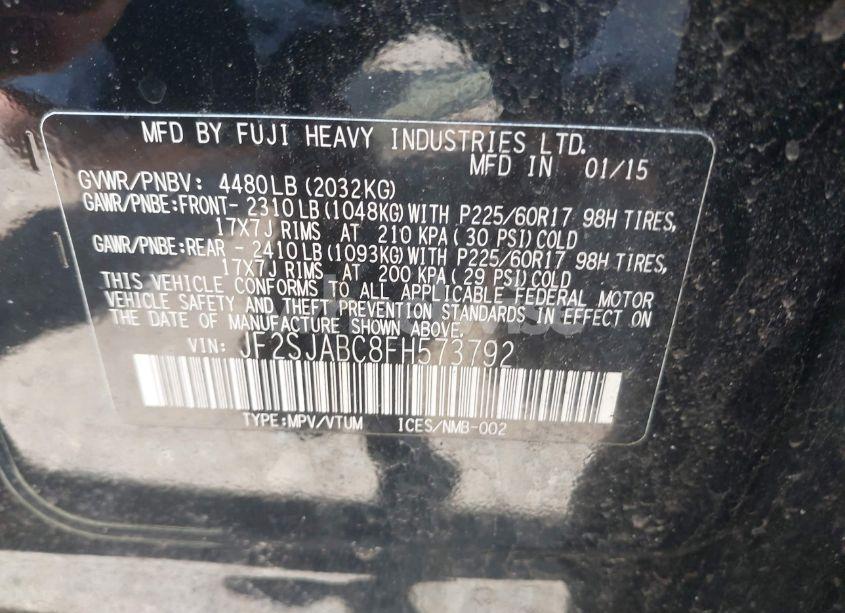 Photo 9 of 2015 Subaru Forester 2.5I (VIN JF2SJABC8FH573792)