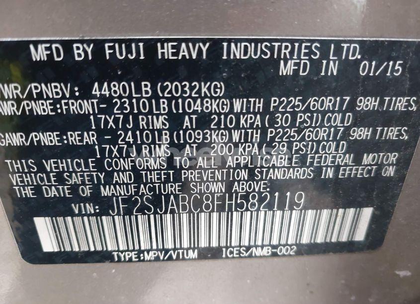 Photo 9 of 2015 Subaru Forester 2.5I (VIN JF2SJABC8FH582119)