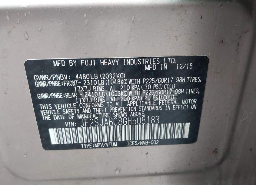 Photo 9 of 2016 Subaru Forester 2.5I (VIN JF2SJABC8GH508183)