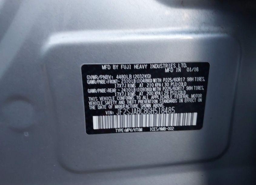 Photo 9 of 2016 Subaru Forester 2.5I (VIN JF2SJABC8GH518485)