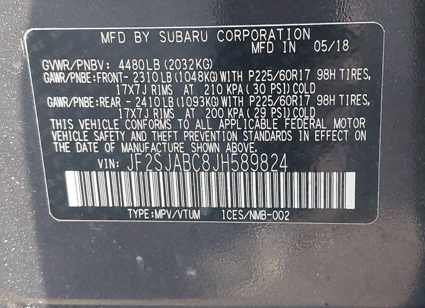 Photo 9 of 2018 Subaru Forester 2.5I (VIN JF2SJABC8JH589824)