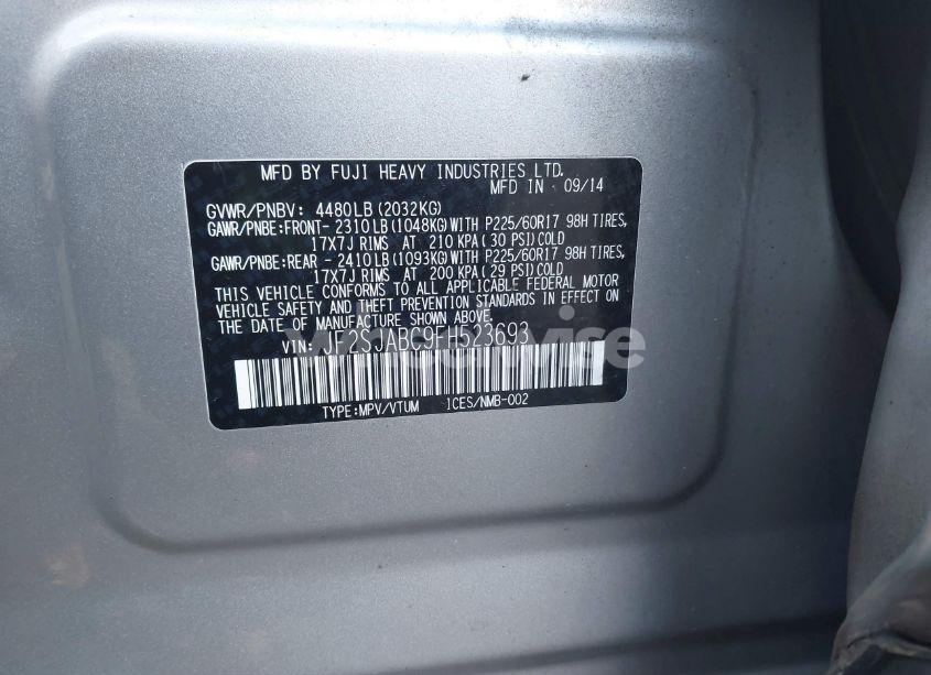 Photo 9 of 2015 Subaru Forester 2.5I (VIN JF2SJABC9FH523693)