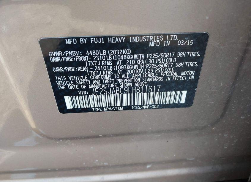 Photo 9 of 2015 Subaru Forester 2.5I (VIN JF2SJABC9FH811617)