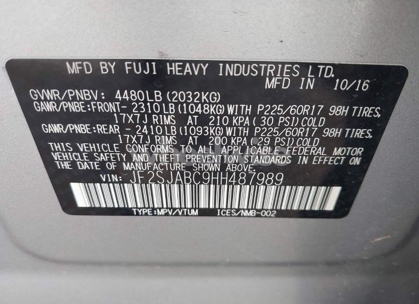 Photo 9 of 2017 Subaru Forester 2.5I (VIN JF2SJABC9HH487989)