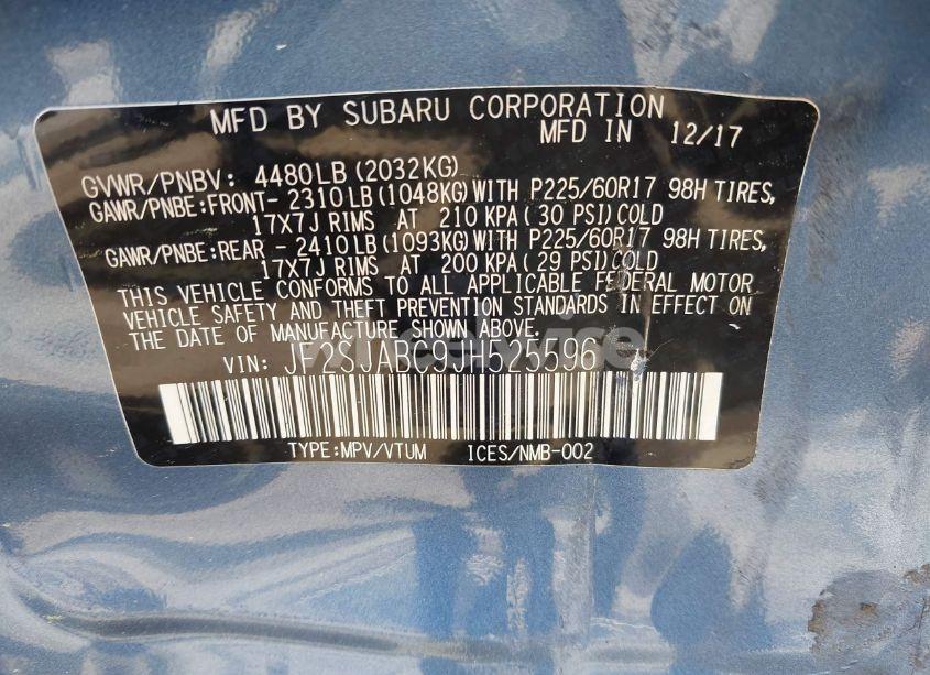 Photo 9 of 2018 Subaru Forester 2.5I (VIN JF2SJABC9JH525596)