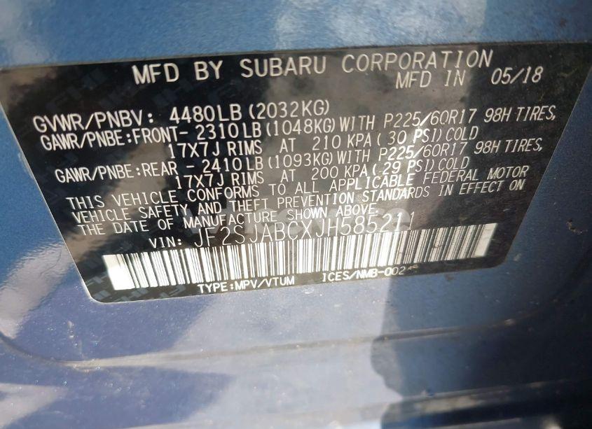 Photo 9 of 2018 Subaru Forester 2.5I (VIN JF2SJABCXJH585211)