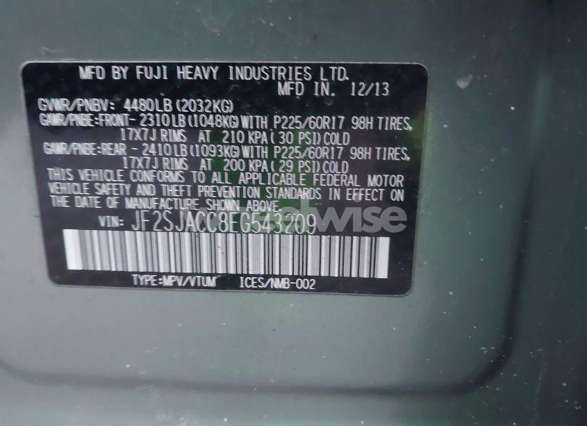 Photo 9 of 2014 Subaru Forester 2.5I PREMIUM (VIN JF2SJACC8EG543209)