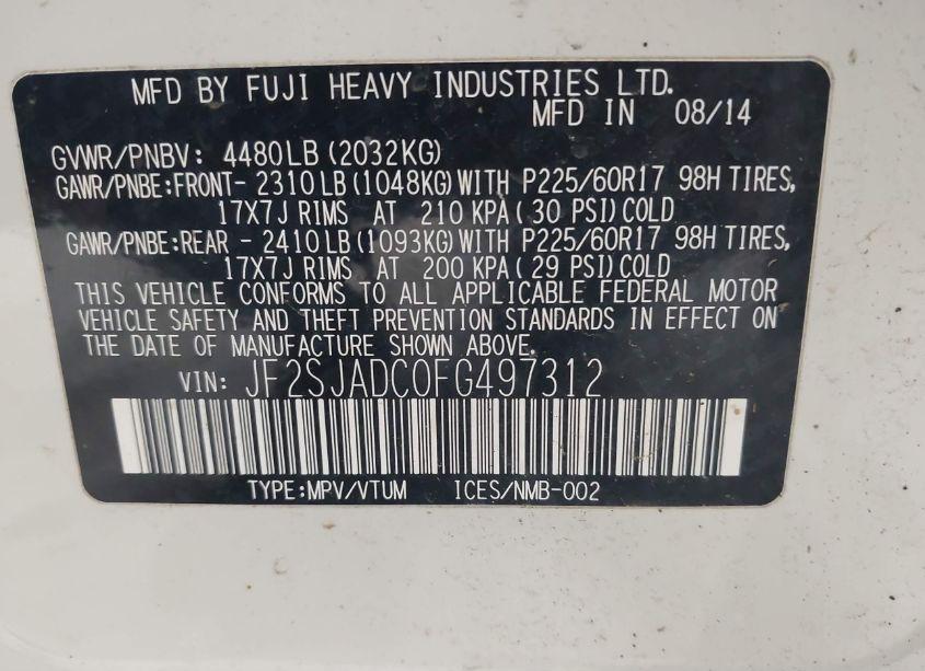 Photo 9 of 2015 Subaru Forester 2.5I PREMIUM (VIN JF2SJADC0FG497312)