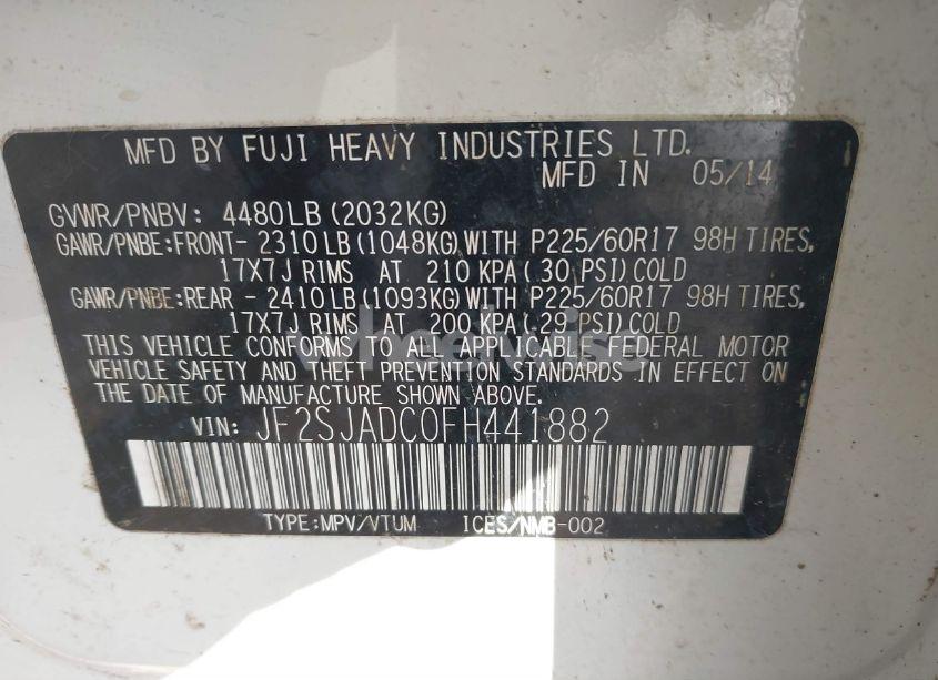 Photo 9 of 2015 Subaru Forester 2.5I PREMIUM (VIN JF2SJADC0FH441882)