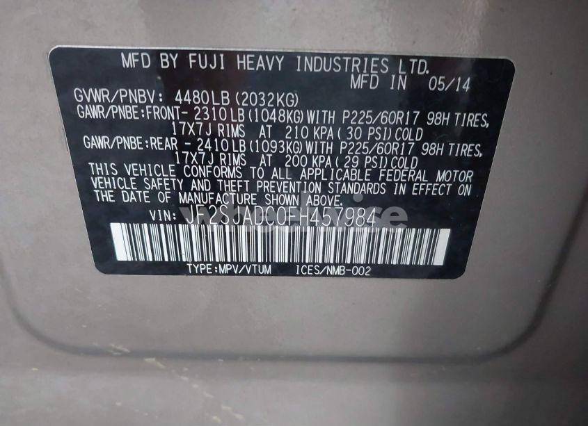 Photo 9 of 2015 Subaru Forester 2.5I PREMIUM (VIN JF2SJADC0FH457984)