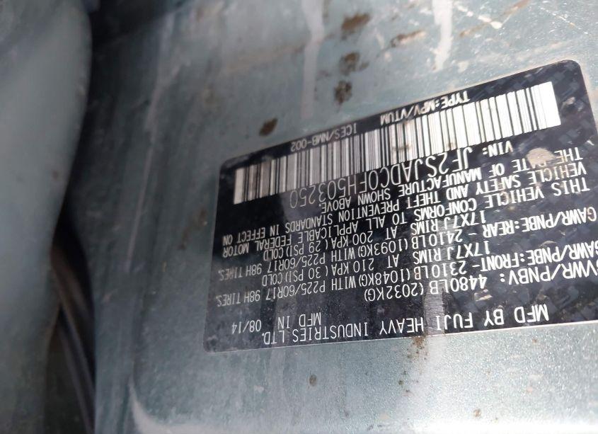 Photo 9 of 2015 Subaru Forester 2.5I PREMIUM (VIN JF2SJADC0FH503250)