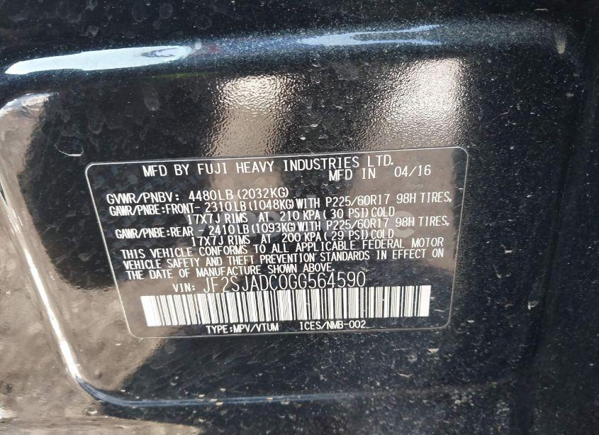 Photo 9 of 2016 Subaru Forester 2.5I PREMIUM (VIN JF2SJADC0GG564590)