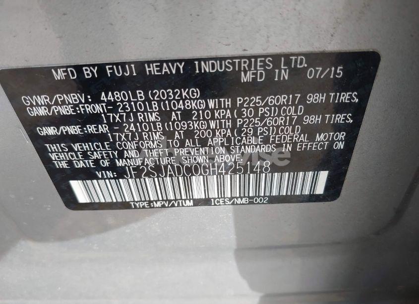 Photo 9 of 2016 Subaru Forester 2.5I PREMIUM (VIN JF2SJADC0GH425148)