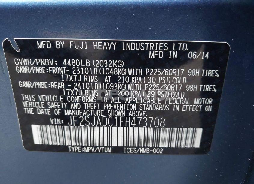 Photo 9 of 2015 Subaru Forester 2.5I PREMIUM (VIN JF2SJADC1FH473708)