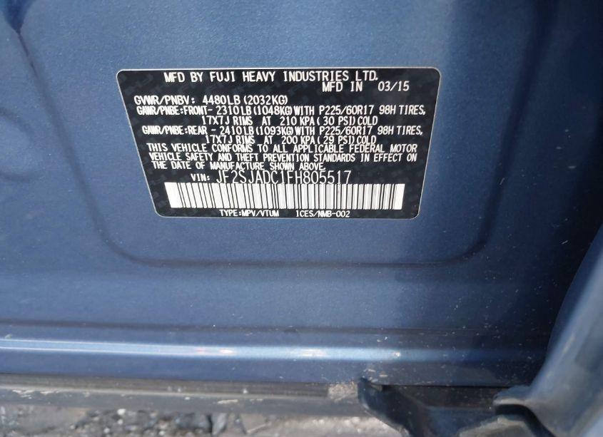 Photo 9 of 2015 Subaru Forester 2.5I PREMIUM (VIN JF2SJADC1FH805517)