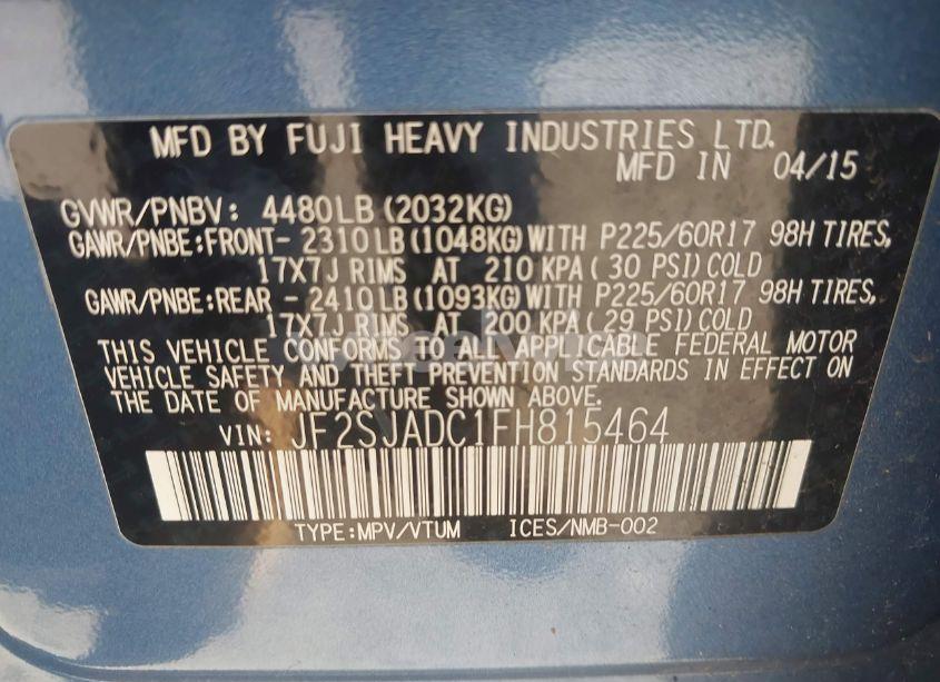 Photo 9 of 2015 Subaru Forester 2.5I PREMIUM (VIN JF2SJADC1FH815464)