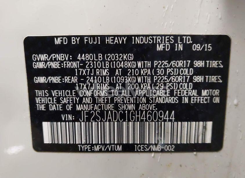 Photo 9 of 2016 Subaru Forester 2.5I PREMIUM (VIN JF2SJADC1GH460944)