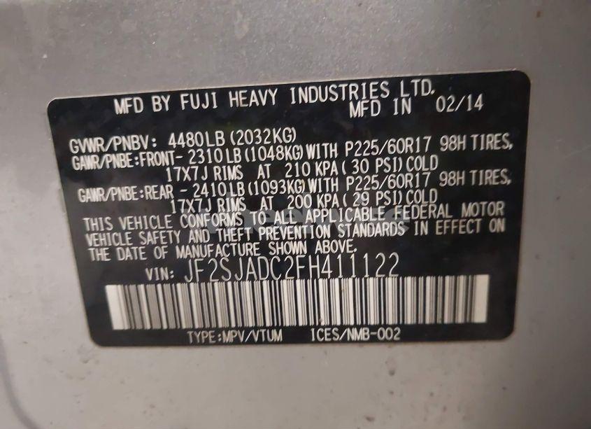 Photo 9 of 2015 Subaru Forester 2.5I PREMIUM (VIN JF2SJADC2FH411122)