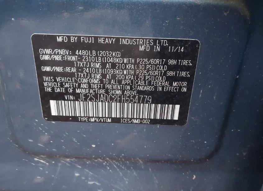 Photo 9 of 2015 Subaru Forester 2.5I PREMIUM (VIN JF2SJADC2FH554779)