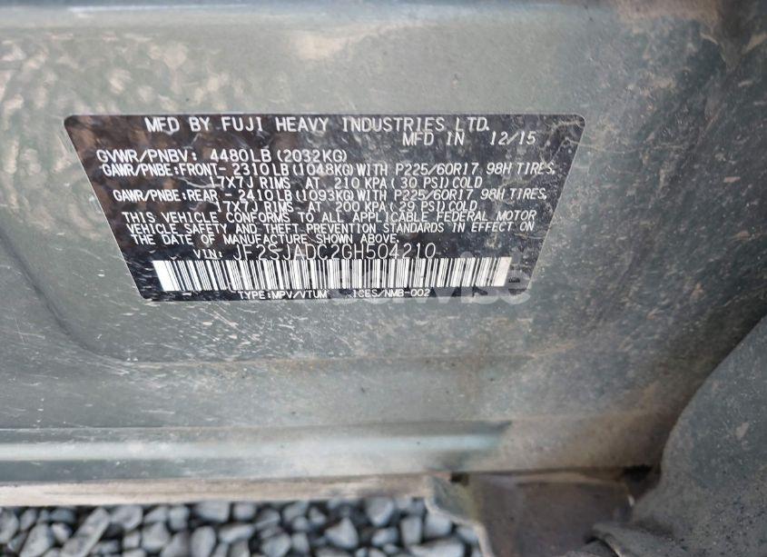 Photo 9 of 2016 Subaru Forester 2.5I PREMIUM (VIN JF2SJADC2GH504210)