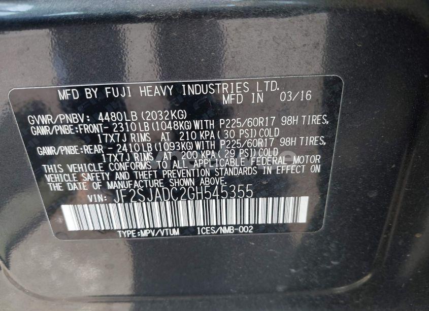 Photo 9 of 2016 Subaru Forester 2.5I PREMIUM (VIN JF2SJADC2GH545355)