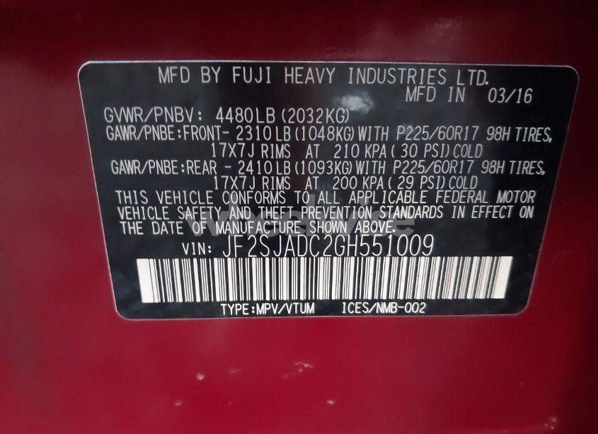 Photo 9 of 2016 Subaru Forester 2.5I PREMIUM (VIN JF2SJADC2GH551009)