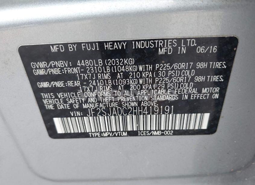 Photo 9 of 2017 Subaru Forester 2.5I PREMIUM (VIN JF2SJADC2HH419191)