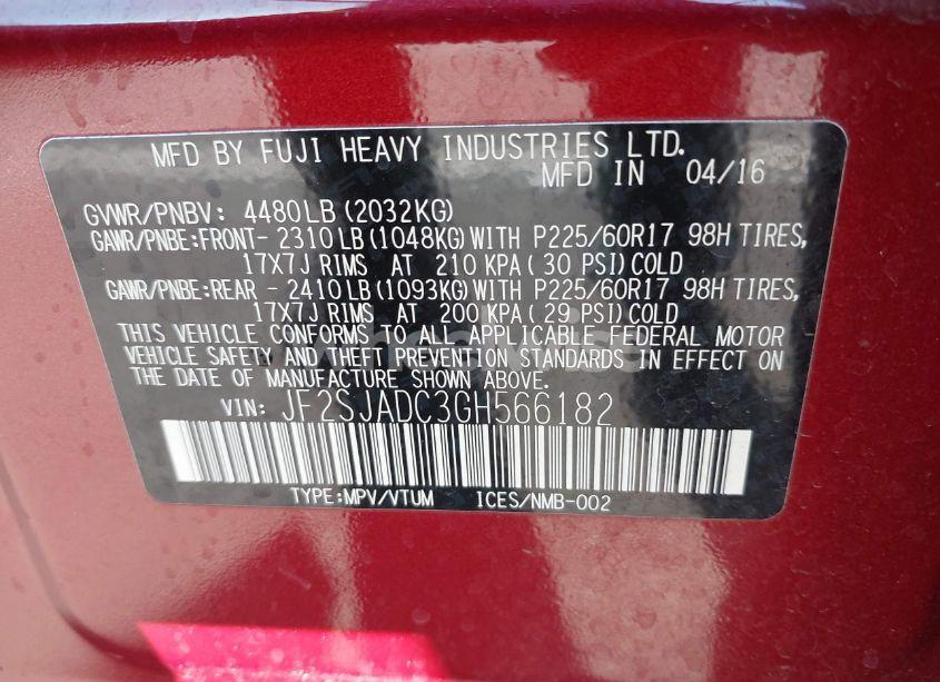 Photo 9 of 2016 Subaru Forester 2.5I PREMIUM (VIN JF2SJADC3GH566182)