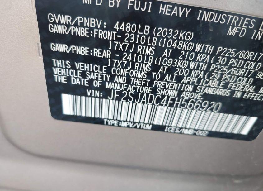 Photo 9 of 2015 Subaru Forester 2.5I PREMIUM (VIN JF2SJADC4FH566920)