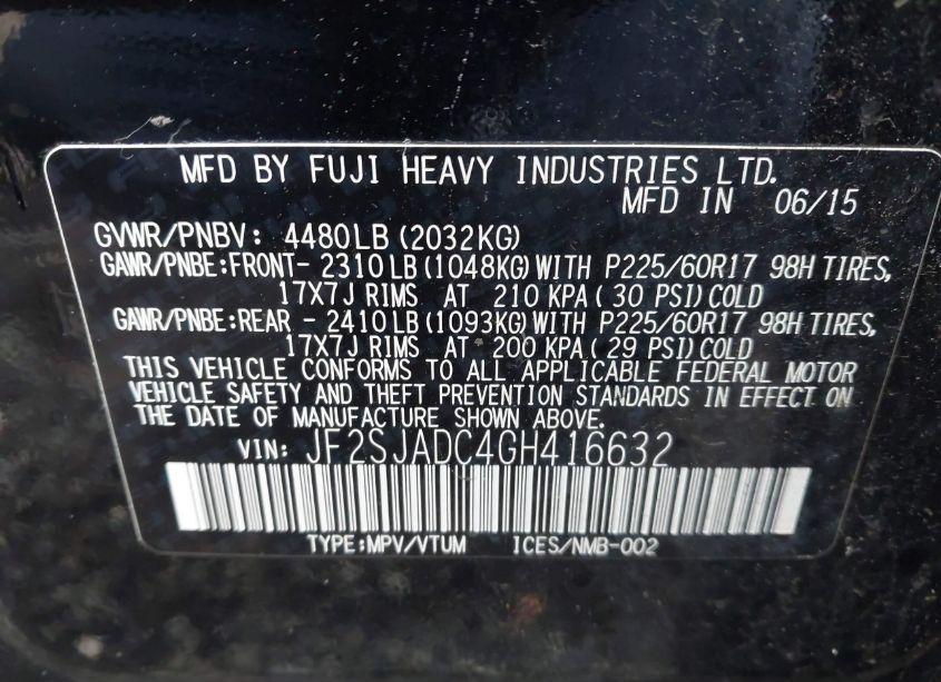 Photo 9 of 2016 Subaru Forester 2.5I PREMIUM (VIN JF2SJADC4GH416632)