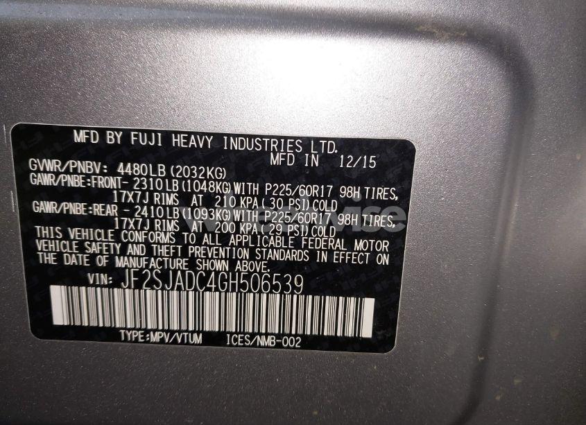 Photo 9 of 2016 Subaru Forester 2.5I PREMIUM (VIN JF2SJADC4GH506539)