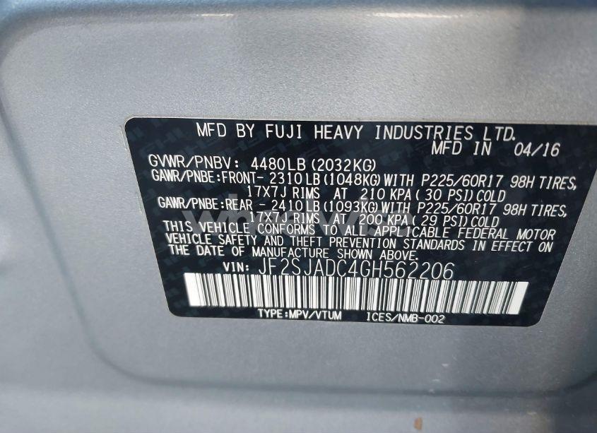 Photo 9 of 2016 Subaru Forester 2.5I PREMIUM (VIN JF2SJADC4GH562206)