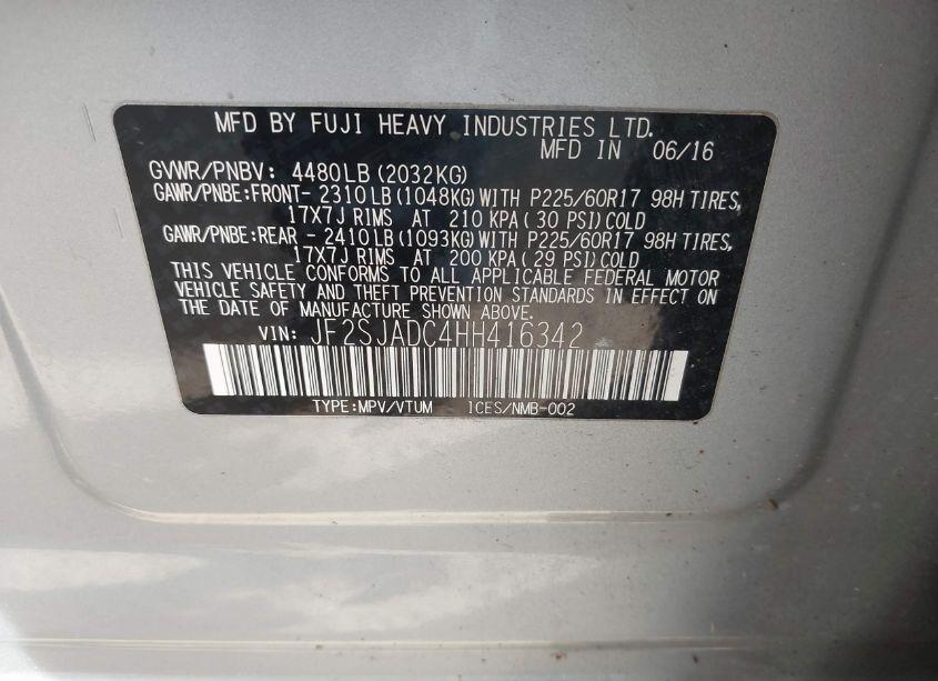 Photo 9 of 2017 Subaru Forester 2.5I PREMIUM (VIN JF2SJADC4HH416342)